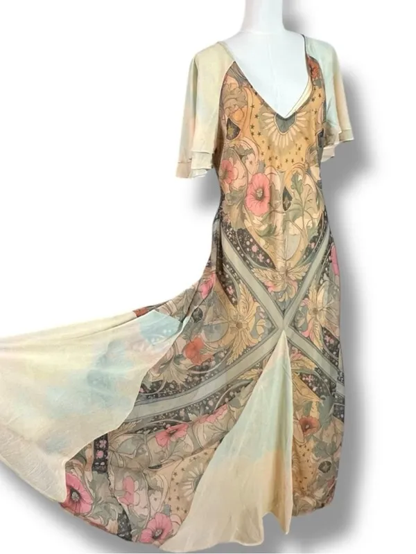 Free People Bohemian Witchy Celestial Nights Maxi Dress in Fairy Combo XL - Image 8