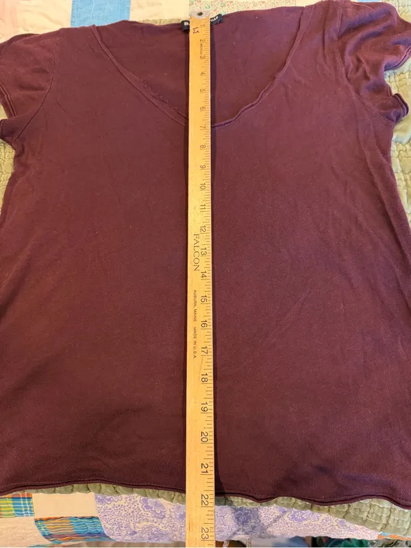 Brandy Melville Burgundy Deep V Neck Tee One Size Cotton Y2K Soft Basic Top Wear - Image 5