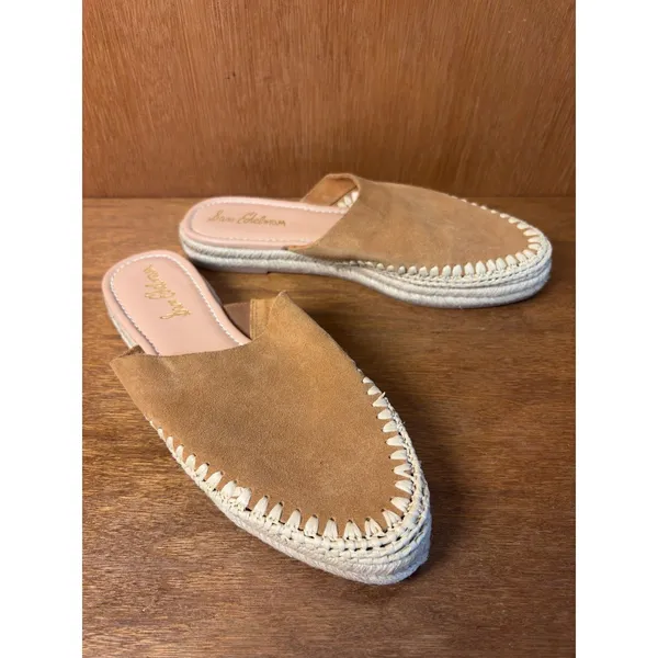 Sam Edelman Austin Camel Brown Suede Woven Espadrille Slip On Mules Size 9 - Image 5