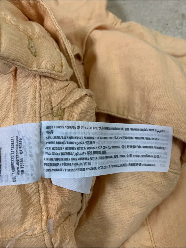 Abercrombie & Fitch Sloane Tailored Linen-Blend Shorts XXS Peach Pleated Summer - Image 5