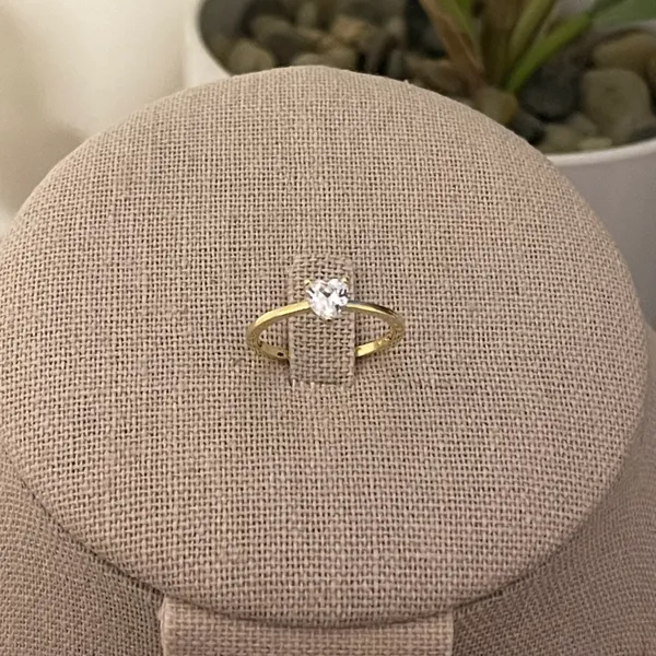Sterling Silver SIZE 9 18kt Gold Plated 925 Dainty Heart Cubic Zirconia Sparkling Ring - Image 9