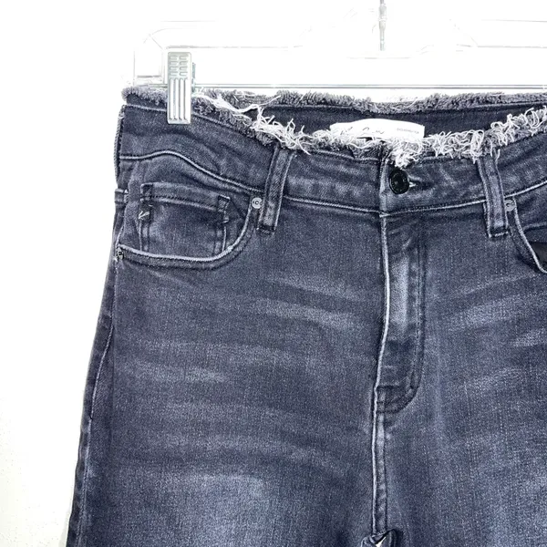 KanCan Charcoal Black High Rise Frayed Waist Skinny Jeans - Image 3