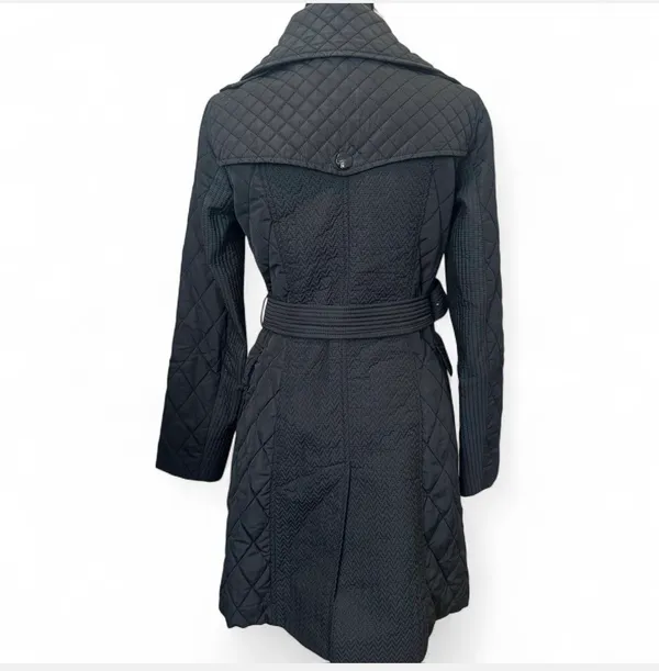 Burberry Black Quilted belted trench coat size 4 - Image 5