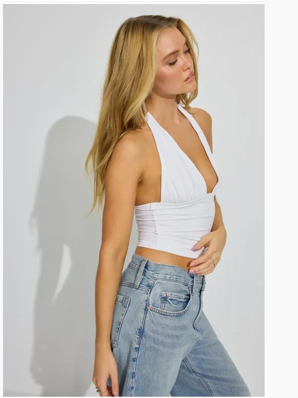 NWT!! Garage Pixie Plunge Halter Top in White - Image 3