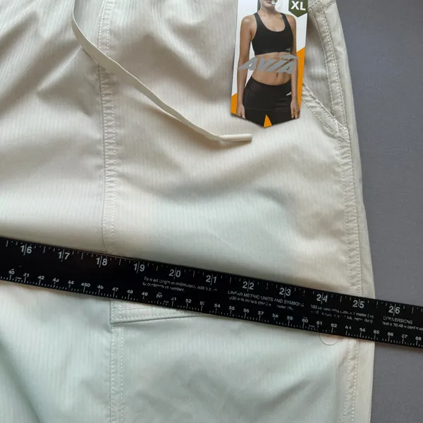 NWT Avia Pants Women's XL Beige Stripe Cinchable Hem Lightweight Pockets - Image 13