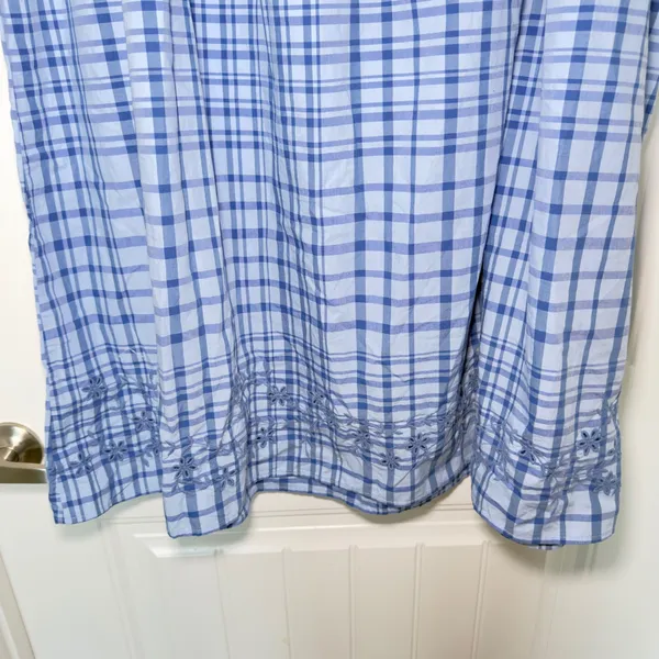 Free Assembly XL 16-18 Blue Plaid Smocked Waistband Embroidered Hem Cottagecore - Image 6