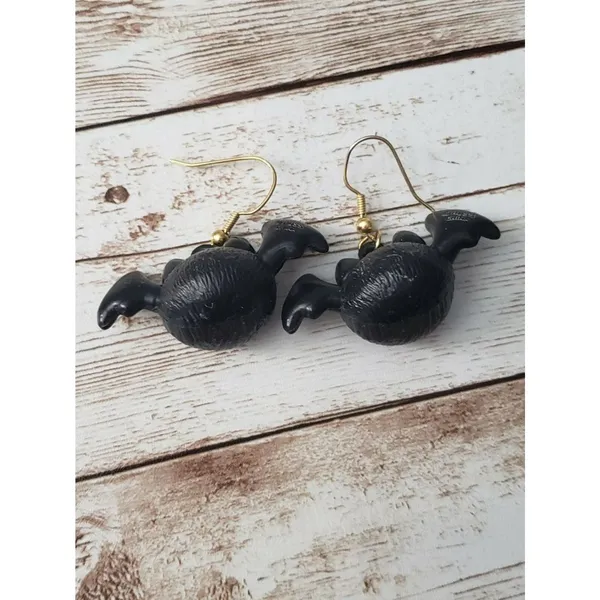 Large Round Halloween Bat Dangle Earrings - Cartoon Bat Earrings - Image 3