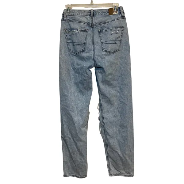 American Eagle Jeans Baggy Jean Blue Denim Distressed Light Wash 0 Short Petite‎ - Image 2