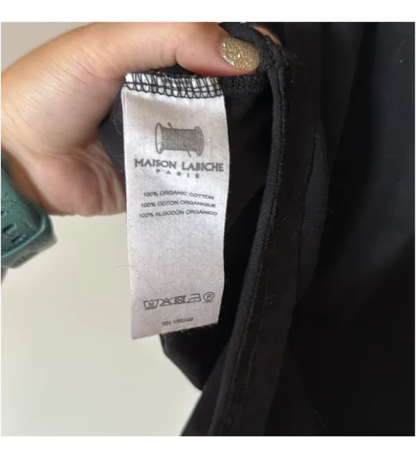 Maison Labiche Poitou Tshirt French Touch Color Black Size Medium Slight V Neck - Image 6