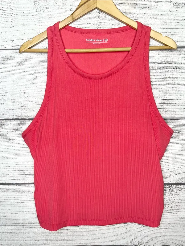 Outdoor Voices Coral Pink Ribbed Athletic Tank Top with Built In Bra Size XXL - Image 11