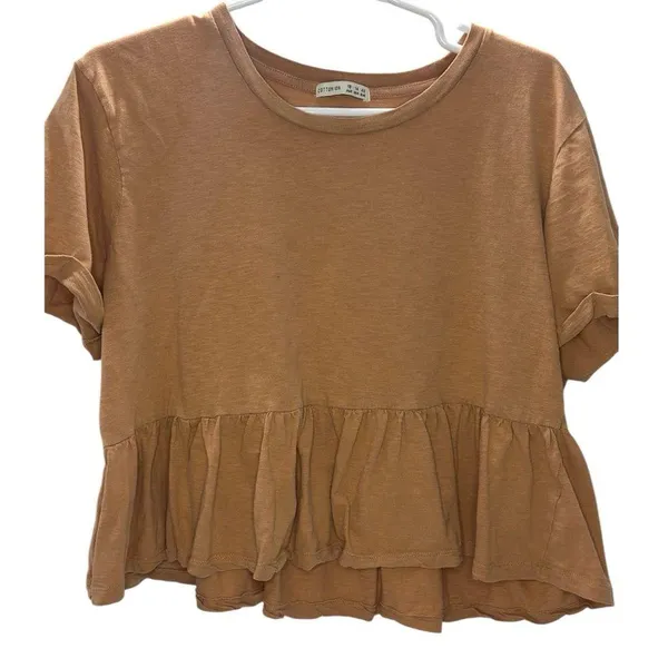 Cotton:On Peplum Babydoll T-Shirt – Camel Brown - Image 3