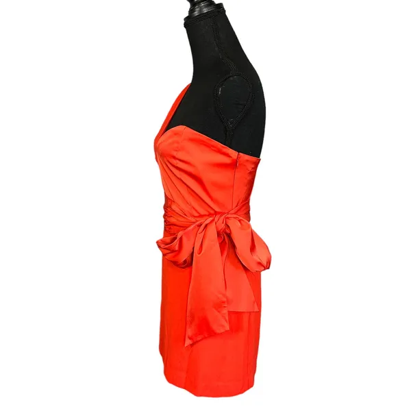 NBD One Shoulder Mini Cocktail Dress XS Bustier Red Orange Designer $200 NEW - Image 6