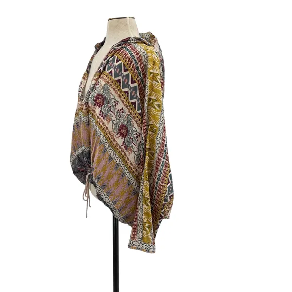 Free People Hold‎ On Tight Gauze Pullover Top Hooded Floral Paisley XS Small - Image 8