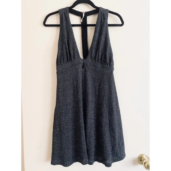Free People Dance of the Night Black Metallic Cut Out Backless Dress - Image 5