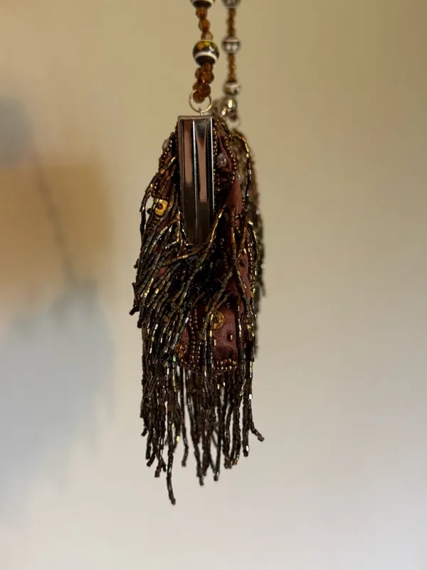 Apt. 9 | Vintage 90s-Y2K Beaded Fringe Evening Clutch Handbag - Brown - Image 3