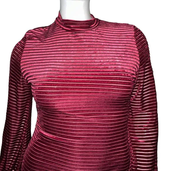 Lulus Ticket to Chic striped velvet balloon sleeve dress - Image 6