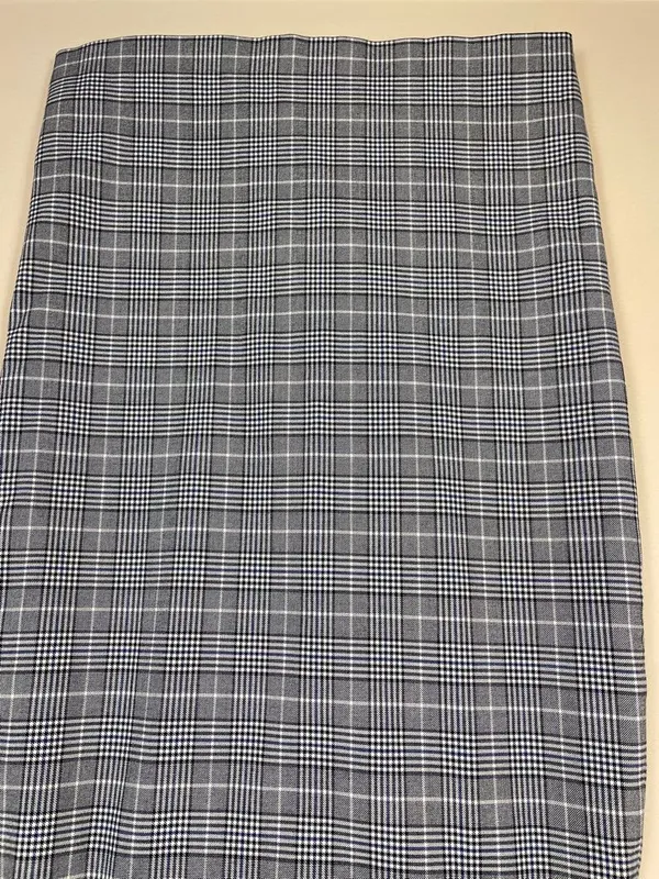 Zara Women’s Plaid Houndstooth Gray Black Blue White Midi Pencil Skirt - Image 3