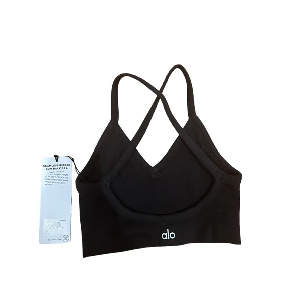 Alo Yoga Seamless Ribbed Low Back BLACK Bra XS SOLD OUT - Image 5