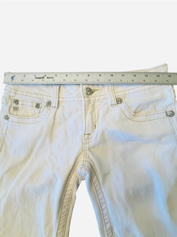 Miss Me Jeans White Cuffed Capri Cropped Jeans Embellished Pockets Women’s Sz 28 - Image 10