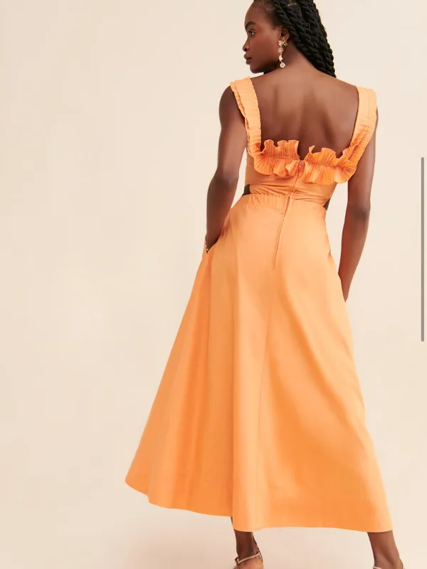 Sovere Ruffled Rapture Maxi Dress One-Shoulder Orange Maxi Dress - Image 2