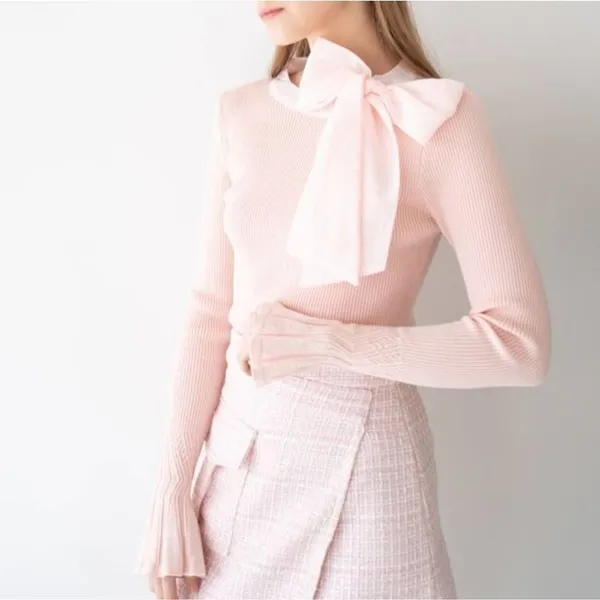 Nancy Pink Dust Sparkle Sweater Size Extra Large Bow‎ NEW - Image 5