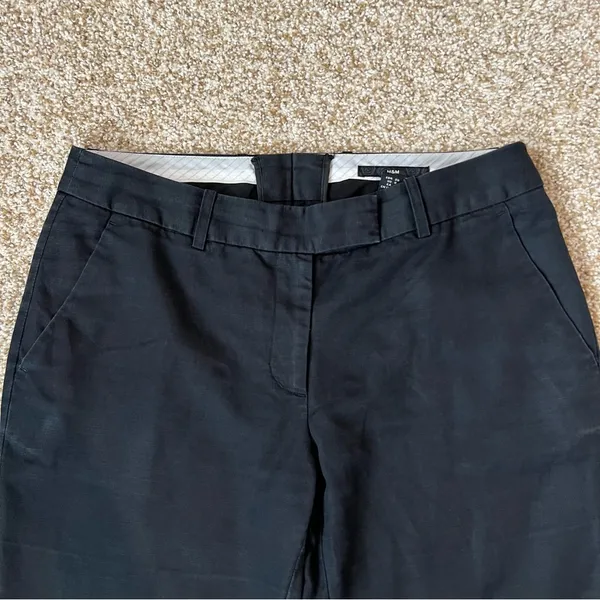 H&M Black Dress Pants Mid-Rise Straight Leg Linen Blend Size 8 - Image 2