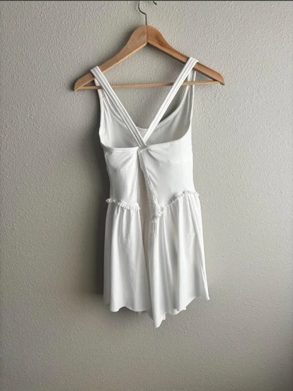 White Smocked Tennis Dress - Image 7