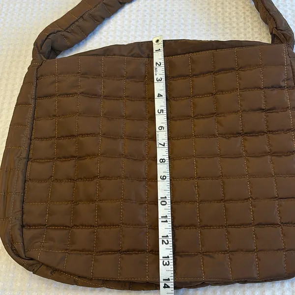 NEW! Brown Quilted Tote Bag Lightweight Nylon Oversized Active Boho Streetwear - Image 9