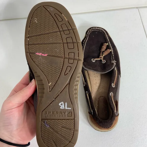 Sperry’s women’s brown top-sider songfish suede boat‎ loafers leather shoes 5.5 - Image 5