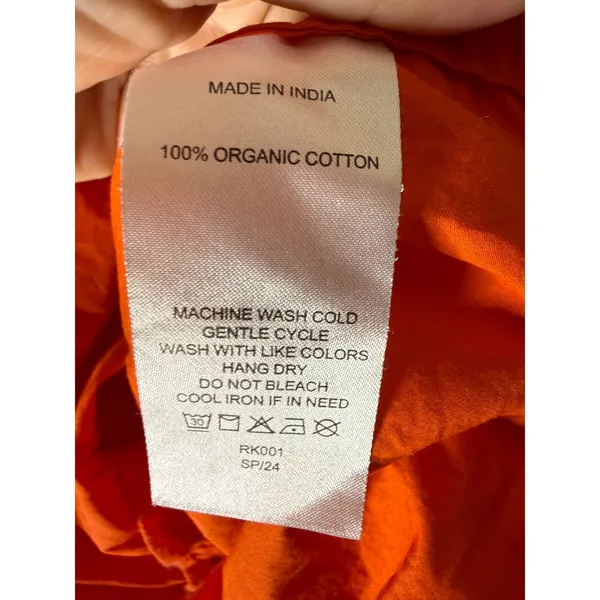 Quince Orange Organic Cotton Smocked Tiered Midi Dress Ruffle Straps Small - Image 5