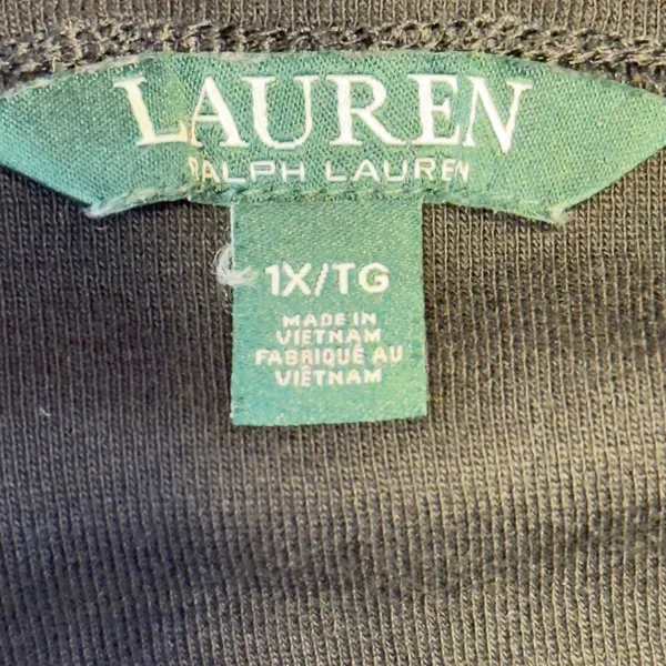1377 | Lauren Ralph Lauren‎ Boat Neck Cotton Cuffed Sleeve Top Black 1X - Image 3