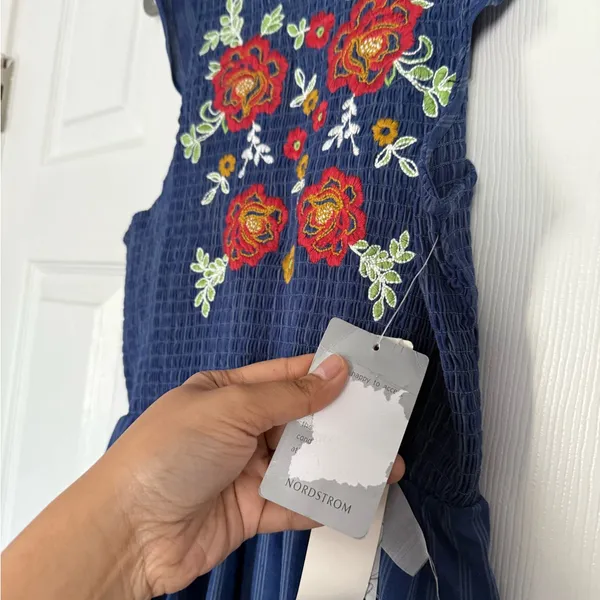 Tanya Taylor And Sage Blue Floral Embroidered Ruffle Sleeveless Maxi Dress Summer - Image 7