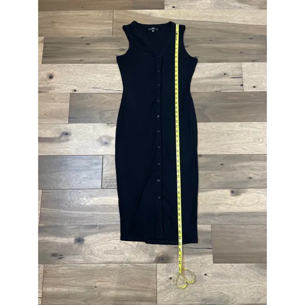 Lulus Bodycon Midi Dress Size L Black Sleeveless Stretchy Button Front - Image 5