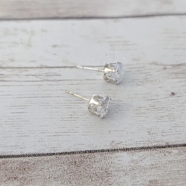 Clear Gem Stud Earrings 0.25" - Image 7