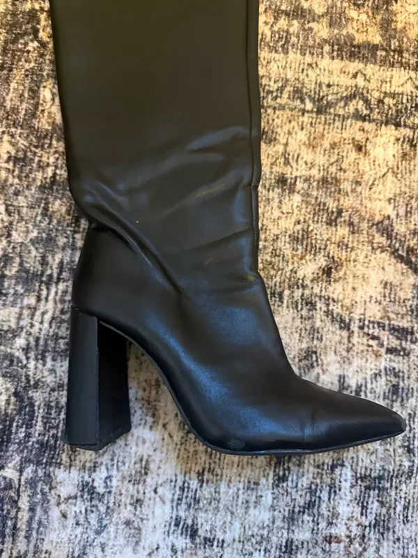ZARA Black Knee-High Leather Boots - Image 6