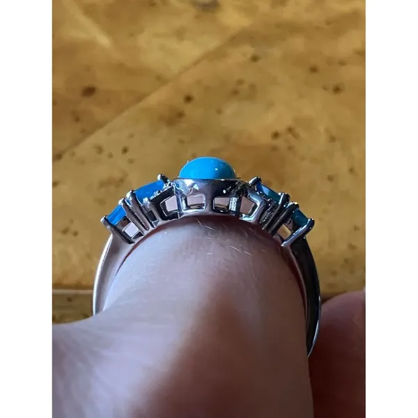 Sleeping Beauty Turquoise Blue Apatite Sterling Silver Ring Size 10 - Image 2