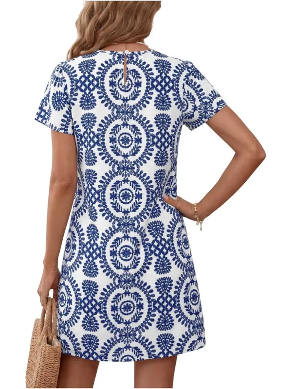 NEW Classic Hollow Out Short Sleeve Lightweight Mini Dress S - Image 2