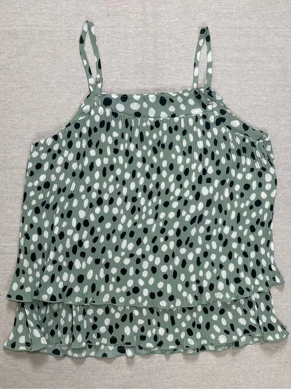 Ann Taylor | Green Dalmation Print Pleated Tank | Small - Image 2
