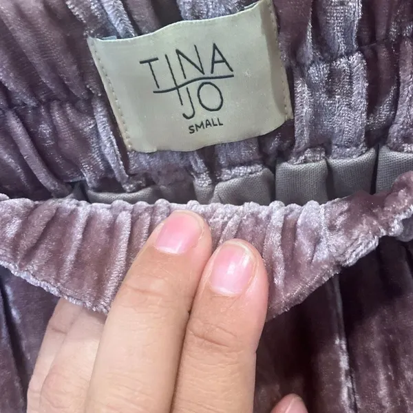 Tina Jo Anthropologie Pink Velour Straight Leg Pants Small #778 - Image 5