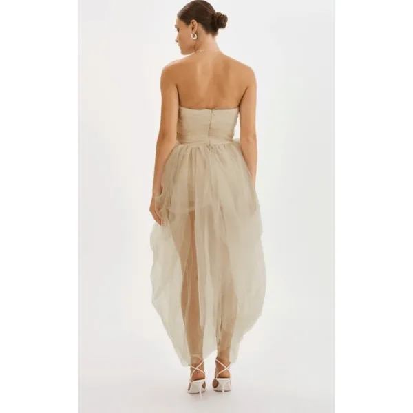 LAMARQUE Pixie Corset Dress in Light Beige Size XS Strapless Tulle Princess - Image 11