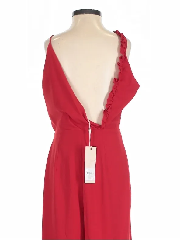 Keepsake The Label Cherry Red Forget You Ruffle Wide Leg Jumpsuit XS Party - Image 5
