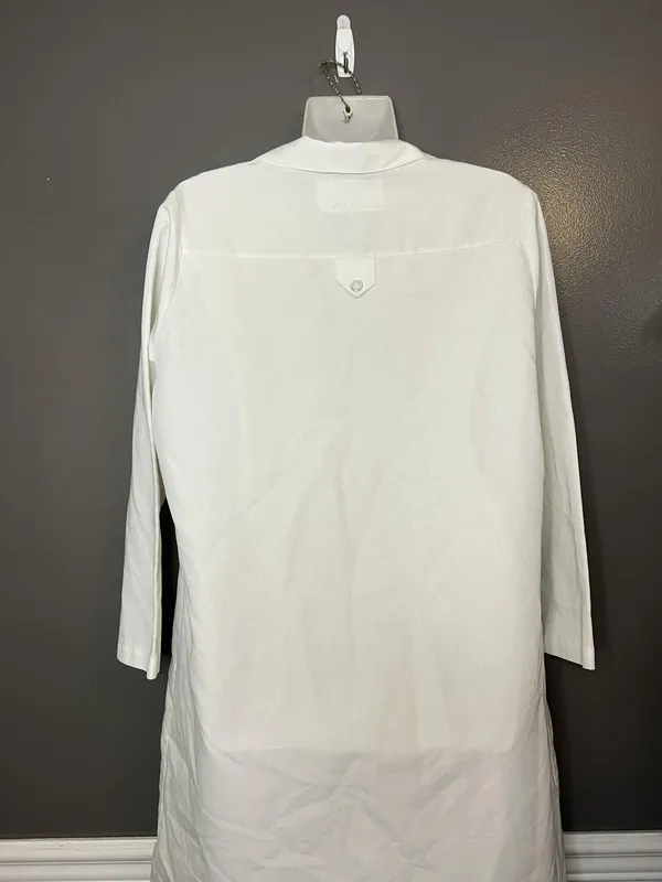 Angelica Lab Coat Mens 34 Large White Long Sleeve 3 Pocket Medical Jacket Unisex - Image 4