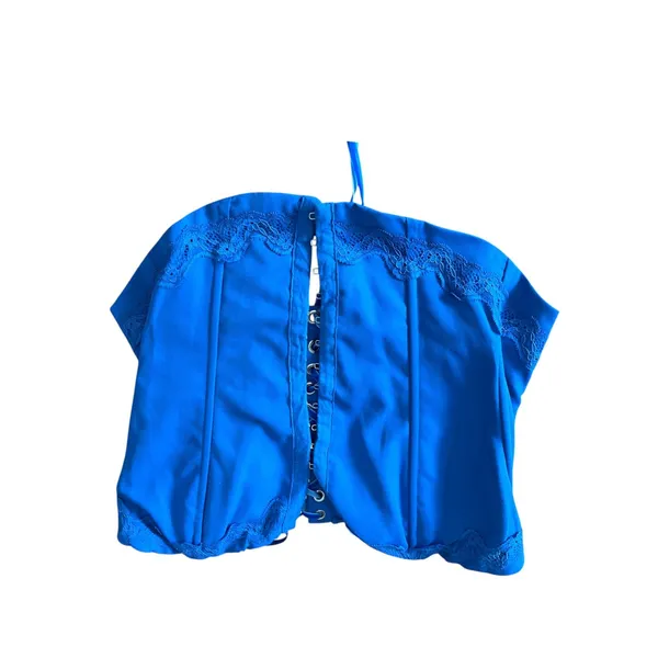 NWT M blue Princess Polly Yamie Bustier top Corset Tube Tank 8 lace trim - Image 3