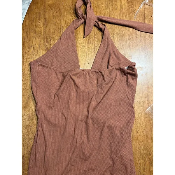 See You Monday Elegant Terracotta Halter Maxi Dress Ribbed Knit‎ Summer Beach Boho Chic F59 - Image 13