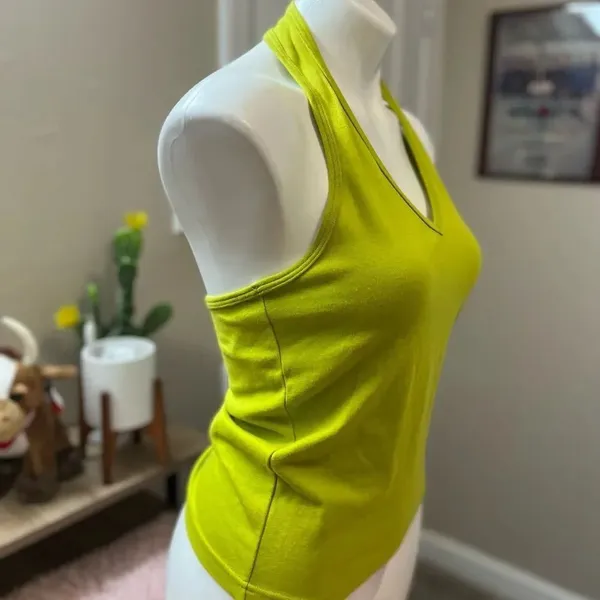 BeWare Lime Green Halter Top Womens Size Large L Vintage Y2K Made in USA Solid C - Image 2