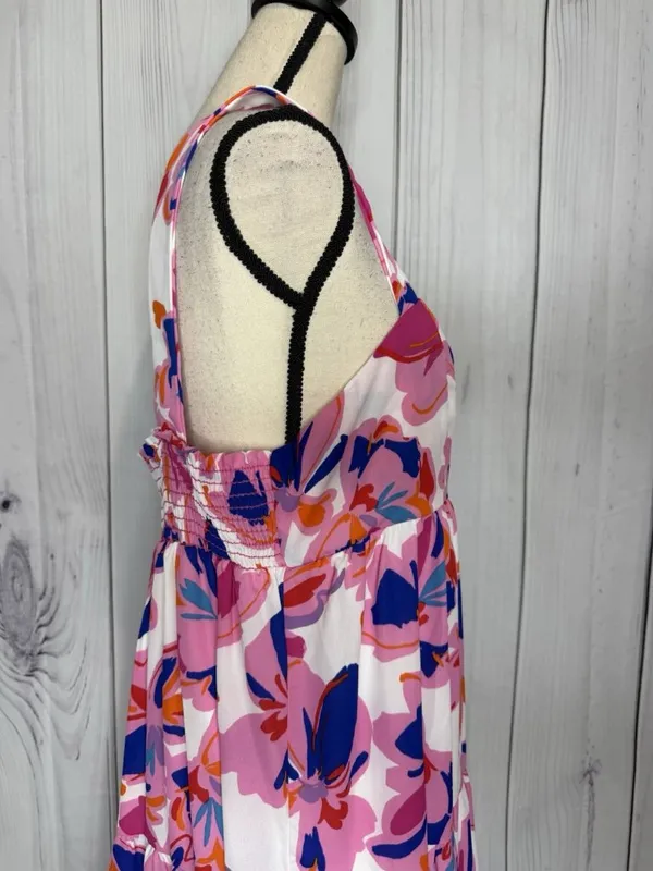 Adrienne Women’s Sz L Pastel Midi Dress Sleeveless Smocked Back - Image 5