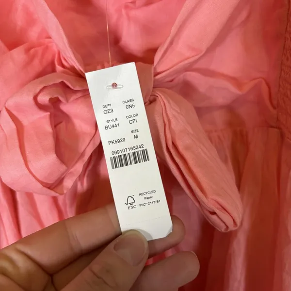 J. Crew Cotton Voile Beach Dress, Bow‎ Front, Coral Pink CoverUp Medium BU441 - Image 3