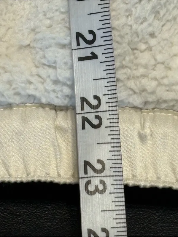 Athleta Cream Sherpa Pullover Satin Trim Jacket With Zipper Pockets size XL - Image 12