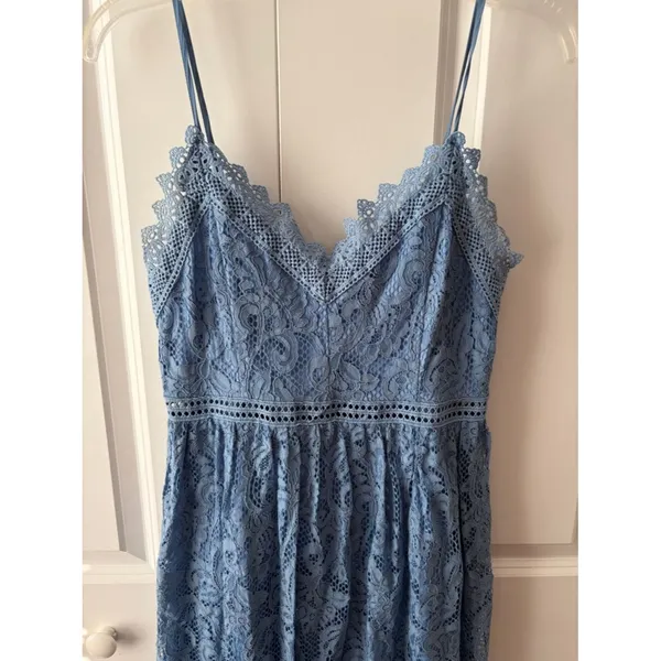 Altar'd State Blue Lace Spaghetti Strap Midi Dress Women's Size Medium Cottage - Image 2