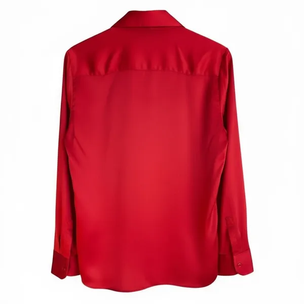 NWT A new day ong Sleeve Collared Satin Button Down Shirt Scarlet Red. XS - Image 7